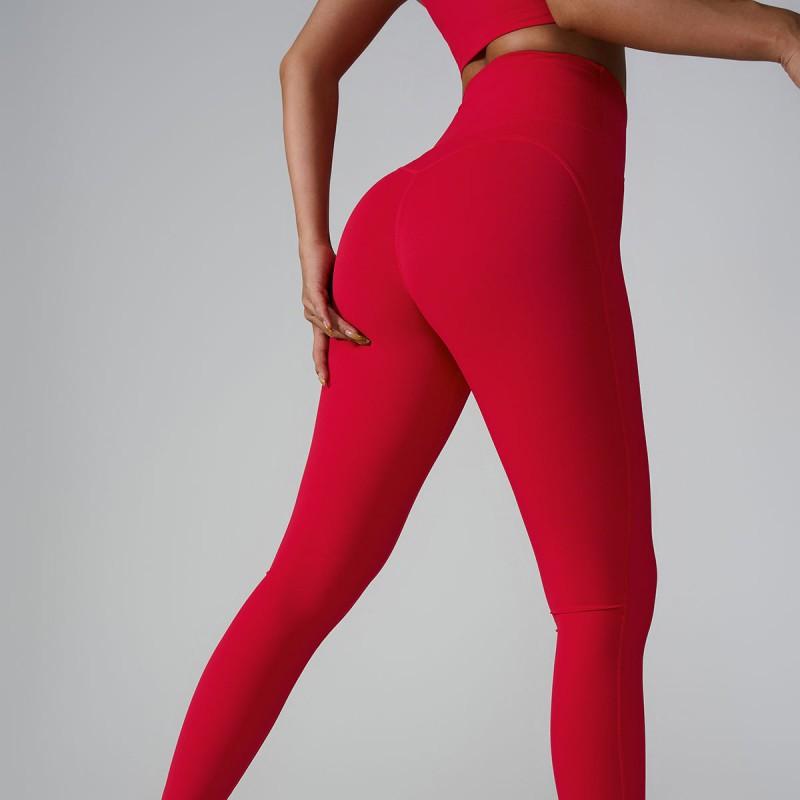 High-Waisted Seamless Yoga Leggings With Pockets Womens Slim Fit Workout Pants Breathable Compression Tights