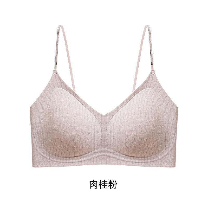 

Autumn and winter new diamond thin shoulder strap soft support beautiful back comfortable pull no steel ring bra xl size=36abc/38ab weight 60-67.5kg