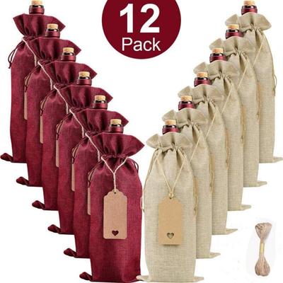 Weinsack aus Sackleinen für Rotwein, Geschenkpaket, Geschenktüte für Feiertagsgeschenke, Weintüten