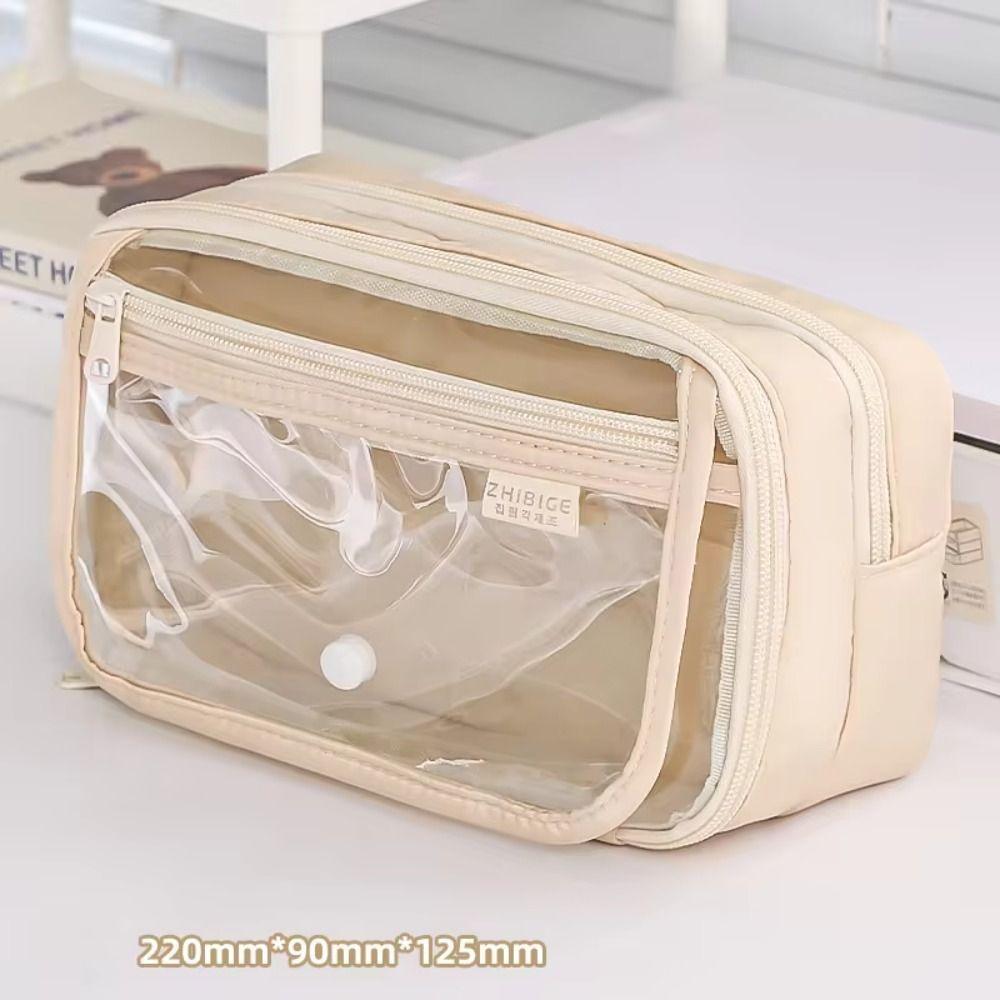 Multi-layer Transparent Pen Bag Zipper Stationery Box Transparent Pencil case  School