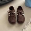 Versatile suede color matching single shoes lace-up girls German training shoes autumn and winter retro fashion casual sports shoes Forrest Gump shoes