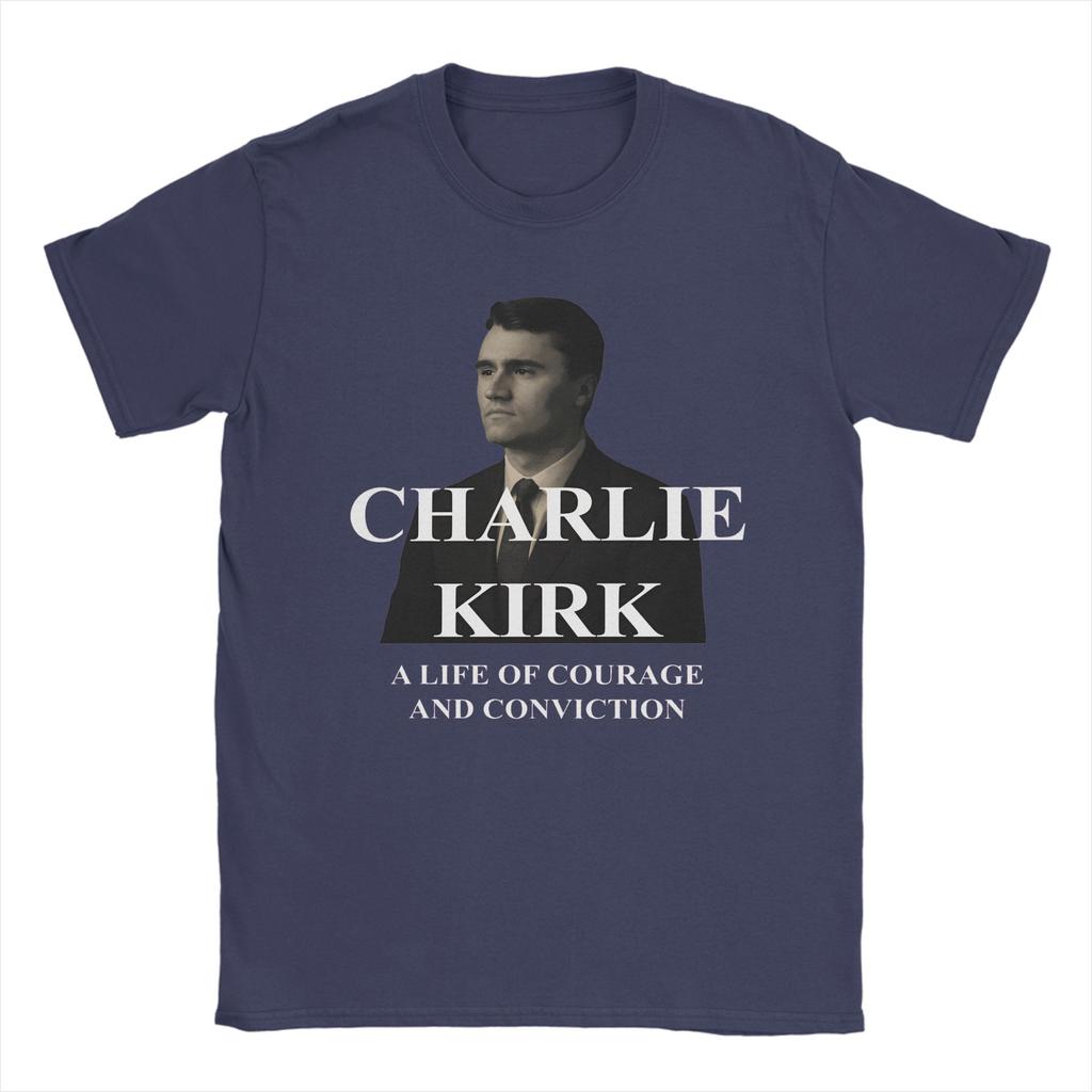Charlie Kirk Tribute 100 Cotton TShirt For Men Summer  Funny T Shirts Crewneck Harajuku Tees Oversized Wholesale Clothing