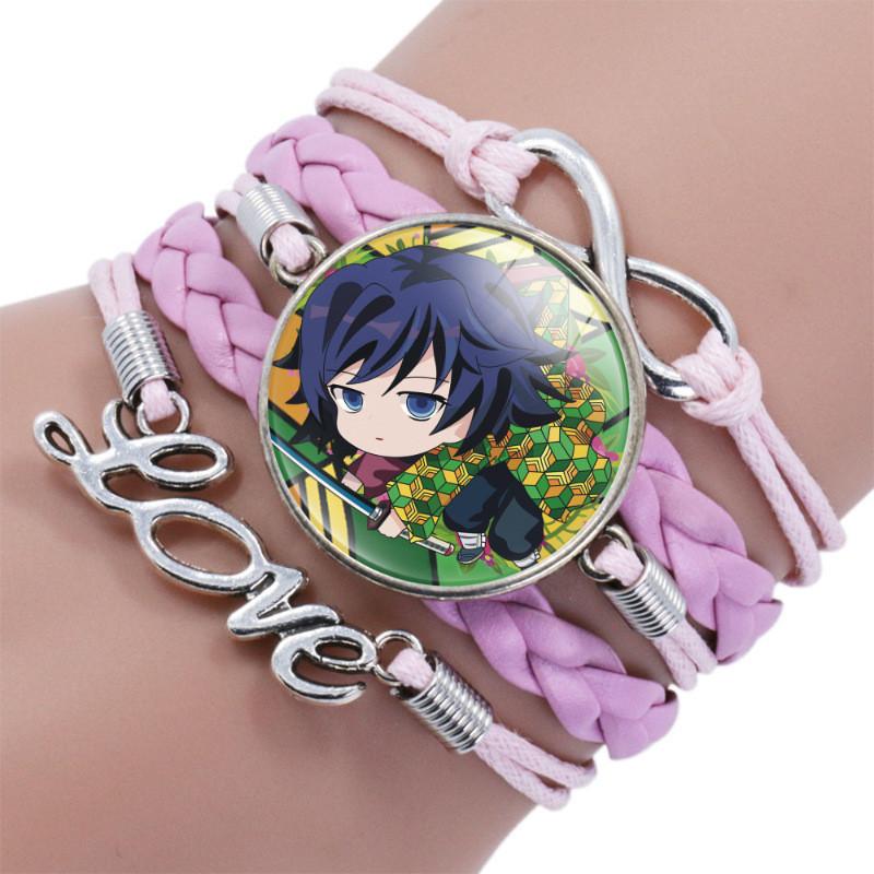 Slayer Demon Bracelet Alloy Glass Pendant Multilayer Woven Accessories Anime