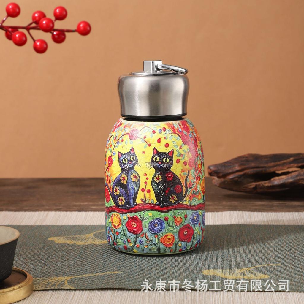 Guochao Mini Xiaopangding Thermos Cup with Pull Ring Convenient Pocket Cup Simple Fashion Cup Company Gifts