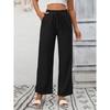 Summer New Women's Casual Drawstring Flowing Trousers Wide Leg Pants with Pockets