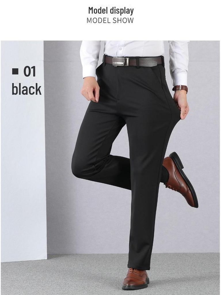 Calças masculinas elásticas pretas casuais de negócios