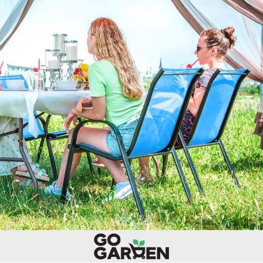 Metal garden chairs for terrace balcony garden armchair blue 4 pcs