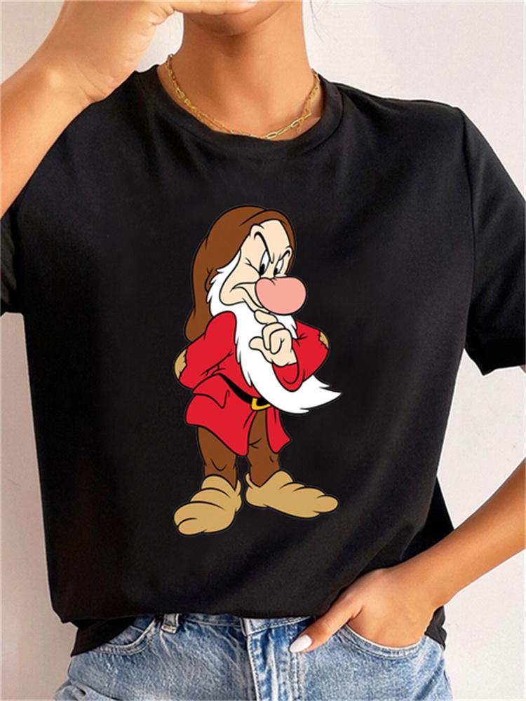 MINISO Disney Princess Women Clothes Snow White and The Seven Dwarfs Womens Trend Harajuku Short Sleeves Tshirt Cute