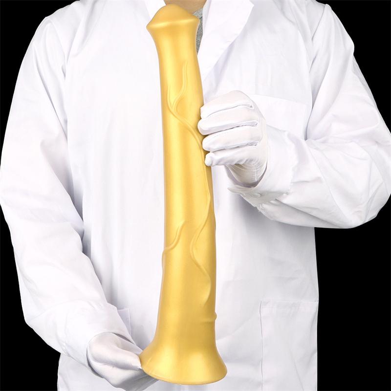 Weiblicher goldener Silikon-Super-King-Size-Dildo, Analplug, Pferd, hängender Esel-Masturbator, erotisches Produkt für Erwachsene