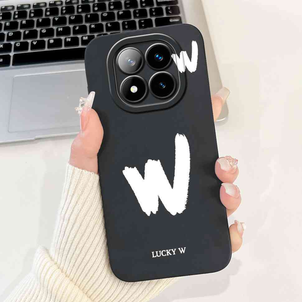 For Xiaomi Redmi Note 14 Pro+ 5G Case Black Lucky Letter A-Z Soft Silicone Cover For Redmi Note 14Pro Plus 5G 6.67" Phone Cases