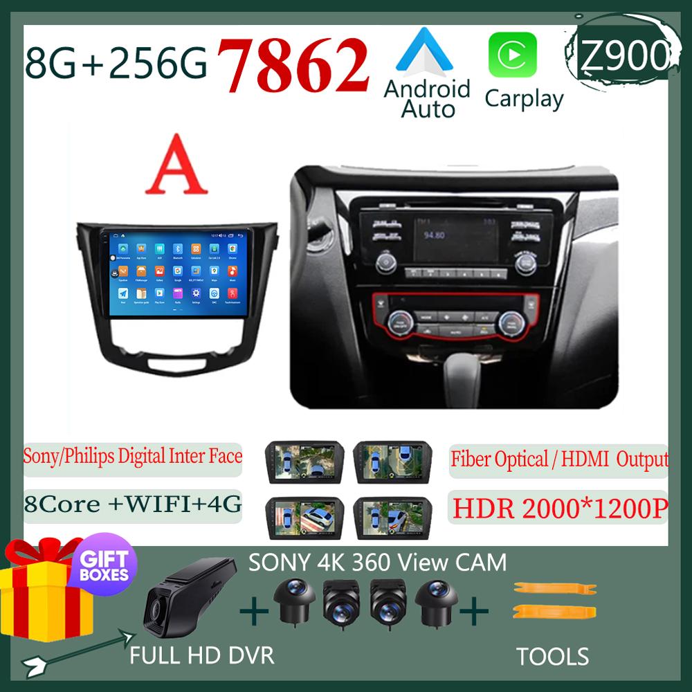Android 14 AI Voice Wireless CarPlay Android Auto Radio For Nissan Qashqai J11 Nissan X trail T32 2014 - 2017 4G Car Multimedia
