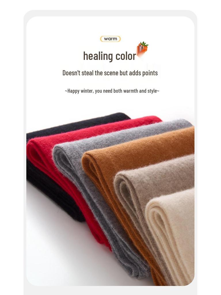 Warm Cashmere Scarf for All: Versatile, Thick Pure Wool, Solid Color, Long Neck Scarf for Men, Women, & Kids - Perfect for Autumn & Winter.