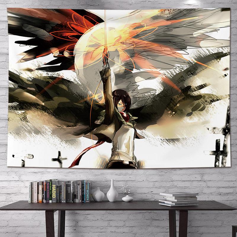 Vertical Attack On Titan Anime Tapestry Cartoon Wall Art Hanging For Bedroom Dorm Living Room Home Decoration