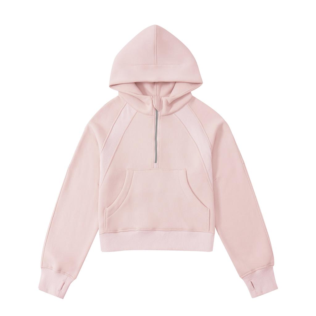 Autumn and Winter Short Pullover Half Zipper Hooded Loose Top Yoga Jacket Sweater