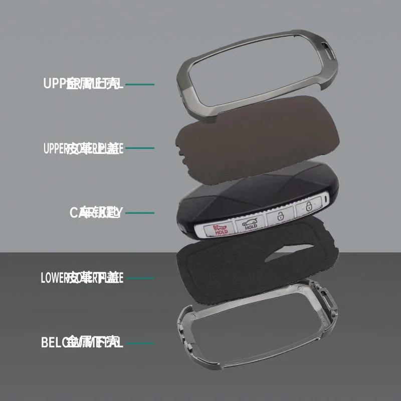 Interior Mouldings Car Key Cover Remote Case For Hyundai Genesis G80 2023 2024 2025 G70 G90 G90RS4 GV60 GV80 Zinc Alloy Keychain