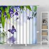 Flower Shower Curtain Set Orchid Teal Rose Plant Floral Leaves Print Bathroom Decor Fabric Bath Curtain Bathtub Accessories Hook