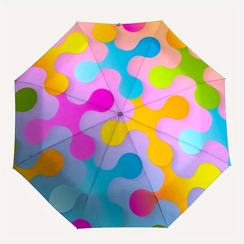 

1pc Colorful Abstract Pattern Automatic Folding Umbrella, Portable & Foldable Design with 8 Ribs, Casual Outdoor Accessory yy250729046