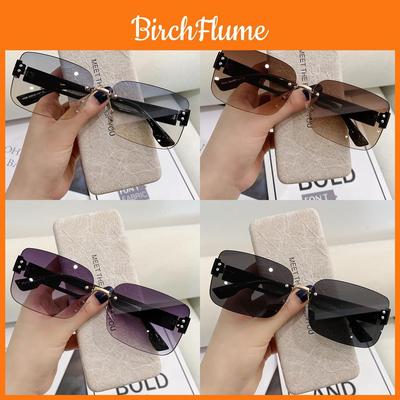 No Brand Frameless Uv385 Sunglasses For Women With Gray Lenses And Dragon Pattern Style
