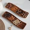 Multiple Compartment Storage Tray Made of Bamboos for Snacks Organization Prevents Flavor Mixing Stylish Irregular Color Pattern