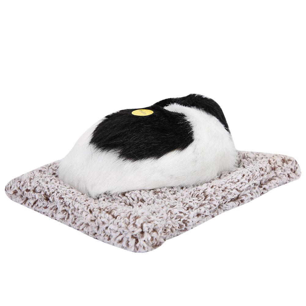 Simulation Sleeping Dog Puppy Ornament Animal Plush Toy Bamboo Charcoal Decor (Black+White)