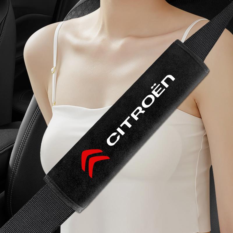 Accessoires d'intérieur de voiture Housse de ceinture de sécurité en suède et duvet Protection épaule et cou pour Citroen C4 C3 C5 C1 C2 Berlingo C-Elysee