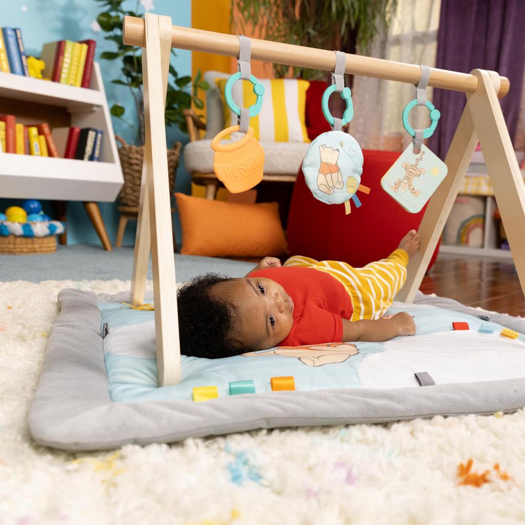 Bright Starts Winnie the Pooh Tummy Time Activity Gym (0 Months) - Baby Gym, Baby Mat, Play Gym, Blue, 13124