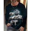 Tiger Graphic Men's Long Sleeve T-shirt for Men Clothing Casual Top Tee Shirt Fashion Animal 3D Full Printing Streetwear