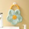 1pc Hand Towel with Hanging Flower Shaped Design, Household Kitchen Absorbent Handkerchief Pink