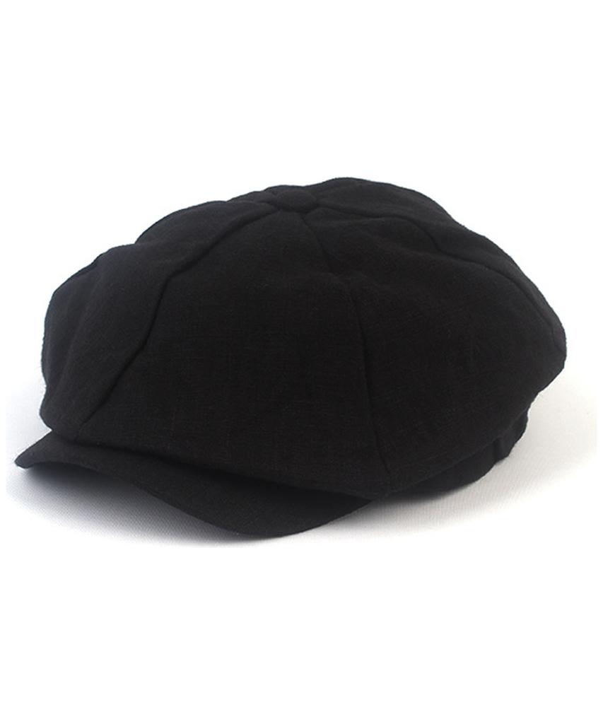 Yunibeosyeolkemiseuteuli Linen Black Loose Fit Newsboy Cap