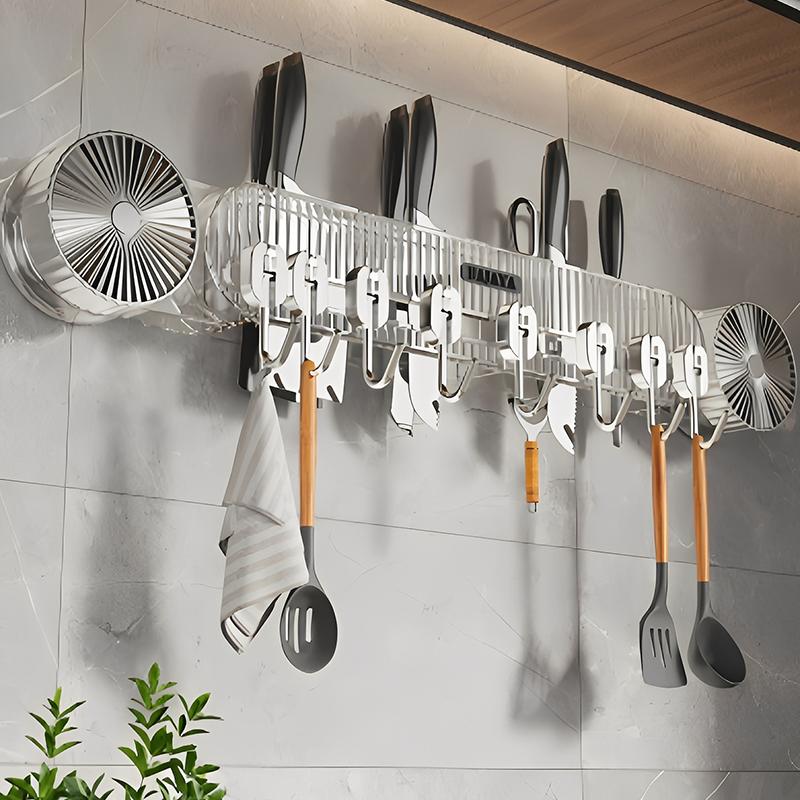 No-Drill Hook Knife Holder Kitchen Wall-Mounted Multi-Functional Spatula Holder And Knife Rack