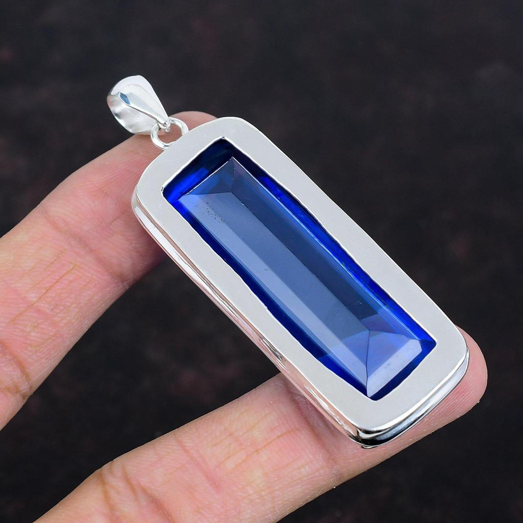 Faceted Tanzanite Quartz Pendant Genuine Gemstone Jewelry Antique Pendant 925 Sterling Silver Pendant Handmade Elegant Jewelry Gifts for Mom