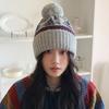 Retro Fair Isle Style Woolen Hat for Women Winter Thickened Warm Knitted Hat Japanese Style Christmas Ear Protection Pullover Cold Hat