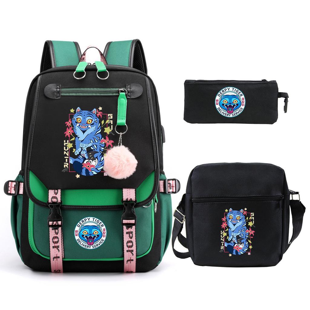 Witch Hunters Cartoon Peripheral Printing Children's Backpack Cross-border New Student School Bag Three-piece Shoulder Bag Pencil Bag