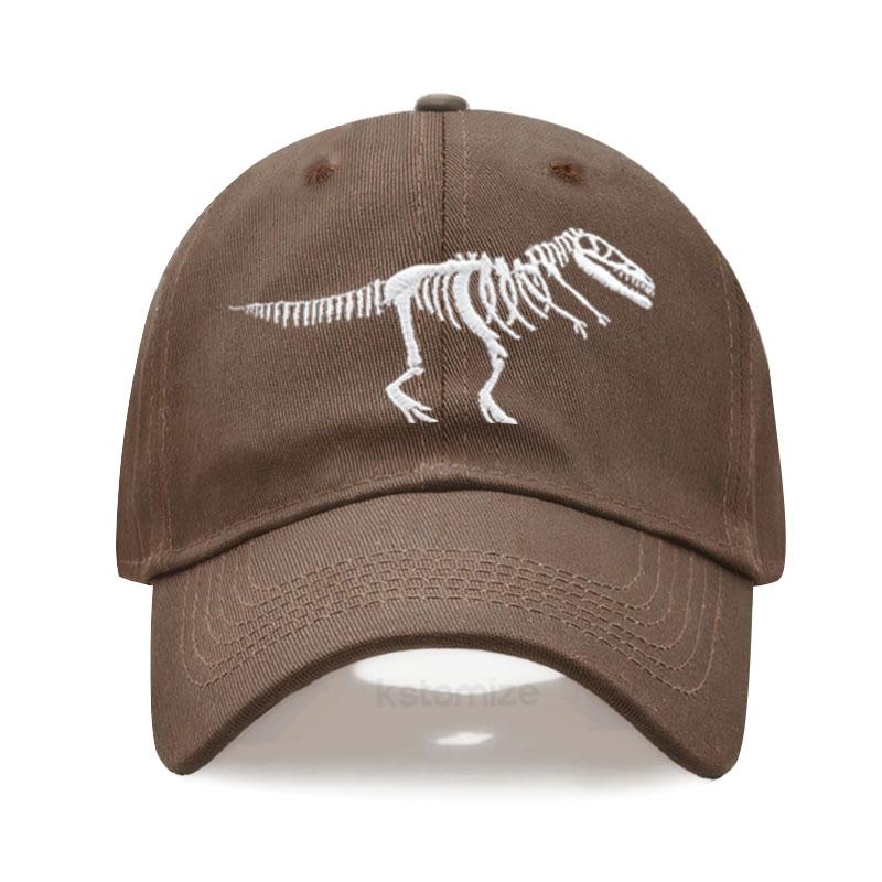 Dinosaur Skeleton Embroidered Baseball Cap for Women Men Fashion Adjustable Soft Cotton Dad Hat Unisex Classic Golf Caps