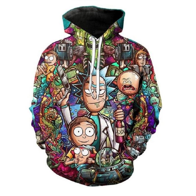 Mode Neu Damen Herren Rick Und Morty 3D Druck Lässig Hoodie Sweatshirt Oberteile