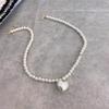 Elegant Heart Shaped Pendant Necklace Stylish Pearls Beaded Necklace with Love Heart Pendant for Gatherings Parties