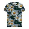 Women's Summer Round Neck Short Sleeved T-shirt Paired with 3D Floral Print Casual Top Breathable and Machine Washable Suitable for Outdoor Daily Wear