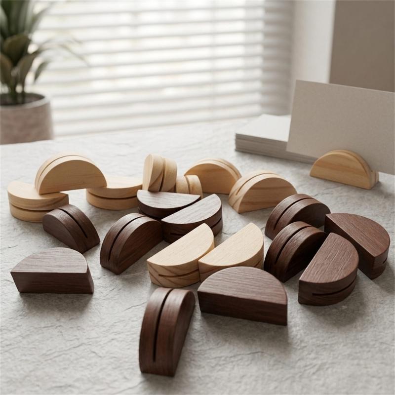 10Pcs Wooden Table Number Stands Decorative Semicircle Wood Note Memo Photo Holder For Postcard Picture Note Memo Sheet Display