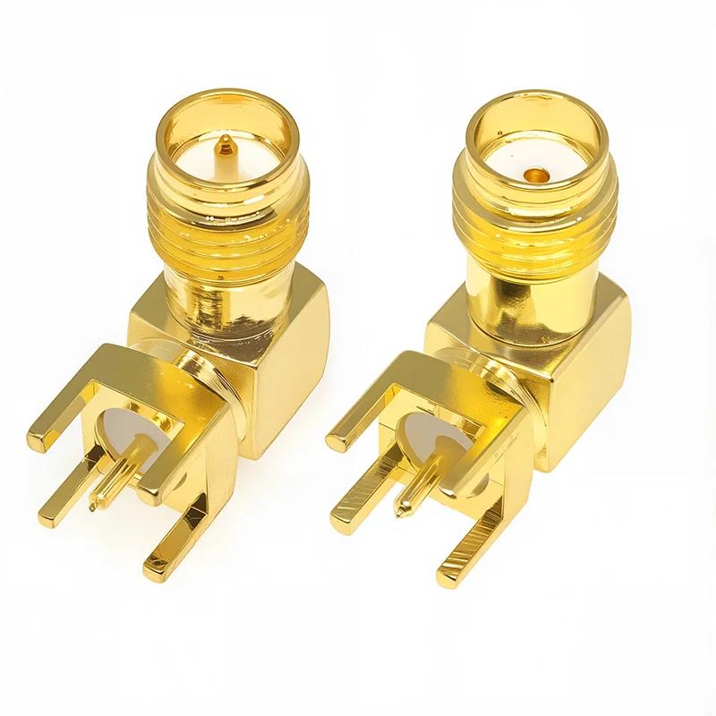 5/20Pcs SMA-KWE Female Male Socket SMA 90 degree Right Angle Thru Hole Plug PCB Mount Connector RF Adapter Connectors