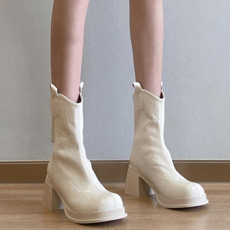 

Модные женские осенние ботинки на платформе-маффине, увеличивающие рост для невысоких, эластичные, в иностранном стиле, облегающие ботинки, показывающие стройные ноги 38