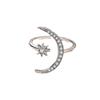 Crescent Moon Star Zircon Open Rings Engagement Wedding Rings for Bride Princess