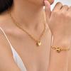 Stunning Heart Pendant Bracelet for Women,18K Gold Plated Stainless Steel, Elegant Metal Handmade Chunky Jewelry