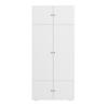 White, 90 x 50 x 200 cm, tall hinged door wardrobe, with 1 clothes rail and 5 storage compartments, for bedroom, children's room and office