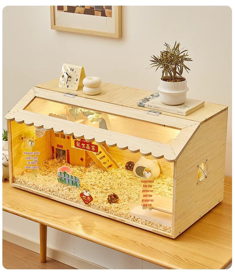 Set de Villa de Lujo para Hámster: Jaula, Nido, Caja de Cría y Escondite para Hámsteres Dorados