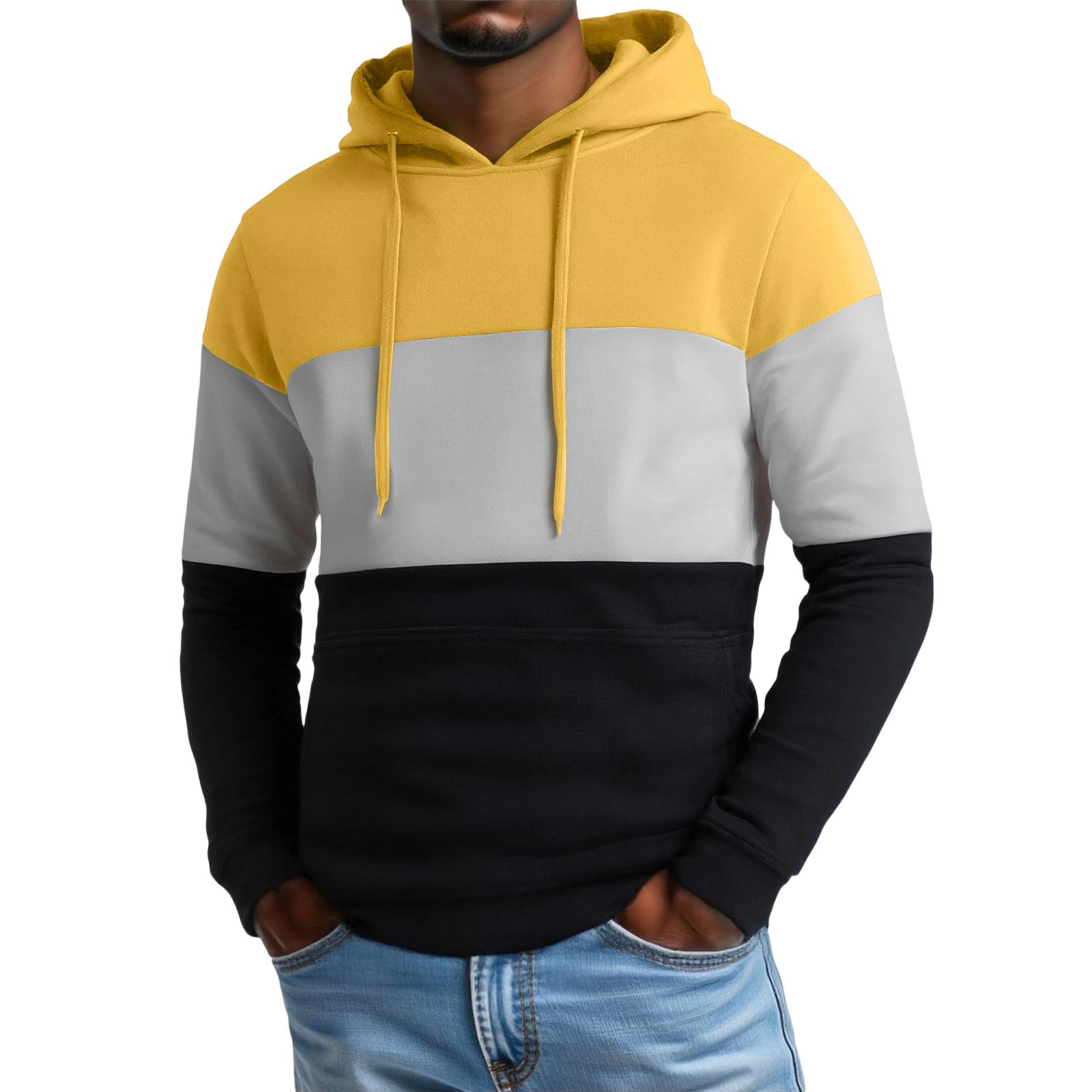 

Men s American Trend Loose Leisure Color Matching Hooded XL жовтий