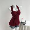Hauts d'été sans manches style européen et américain pour femmes, sexy et polyvalents, camisole pure et séduisante à col bénitier pour femmes à porter à l'extérieur
