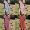 Mittellanges Kleid im Ethno-Stil aus Polyesterstoff mit Blumenprint für den Sommer