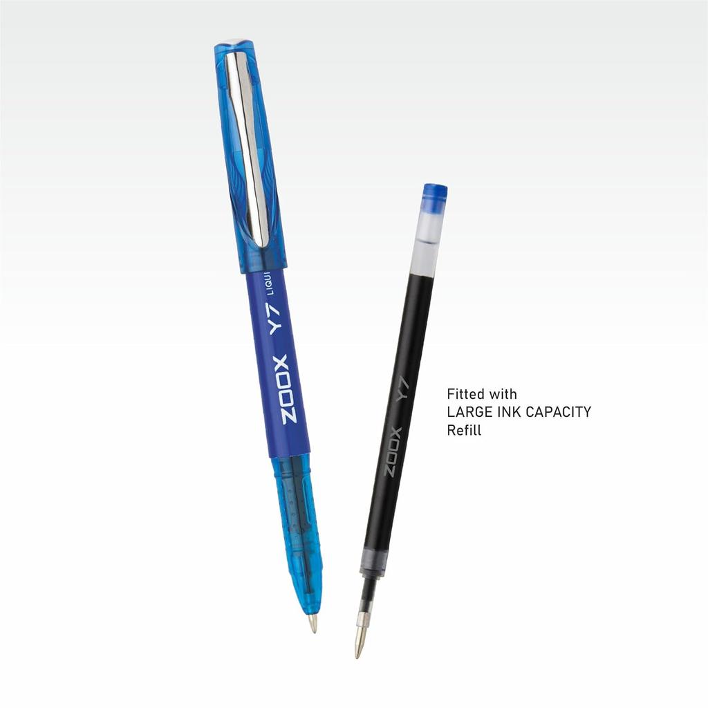 Flair Zoox Y7 Ball Pen Blue Ink 5 Pcs Smooth Writing Jumbo Refill Comfortable Grip For Office School Use