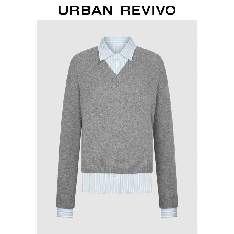 UR Women's Faux Two-Piece Colorblock Striped Knit Sweater