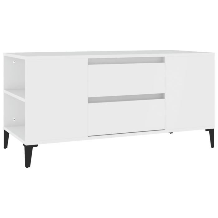 VidaXL Meuble TV Blanc 102x44,5x50 cm Bois d'ingénierie 819604